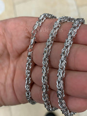 Handmade 4mm Solid 925 Sterling Silver Rhodium Balinese BYZANTINE Borobudur Chain Necklace Bracelet 8'' 9'' 20'' 22'' 24'' 30''