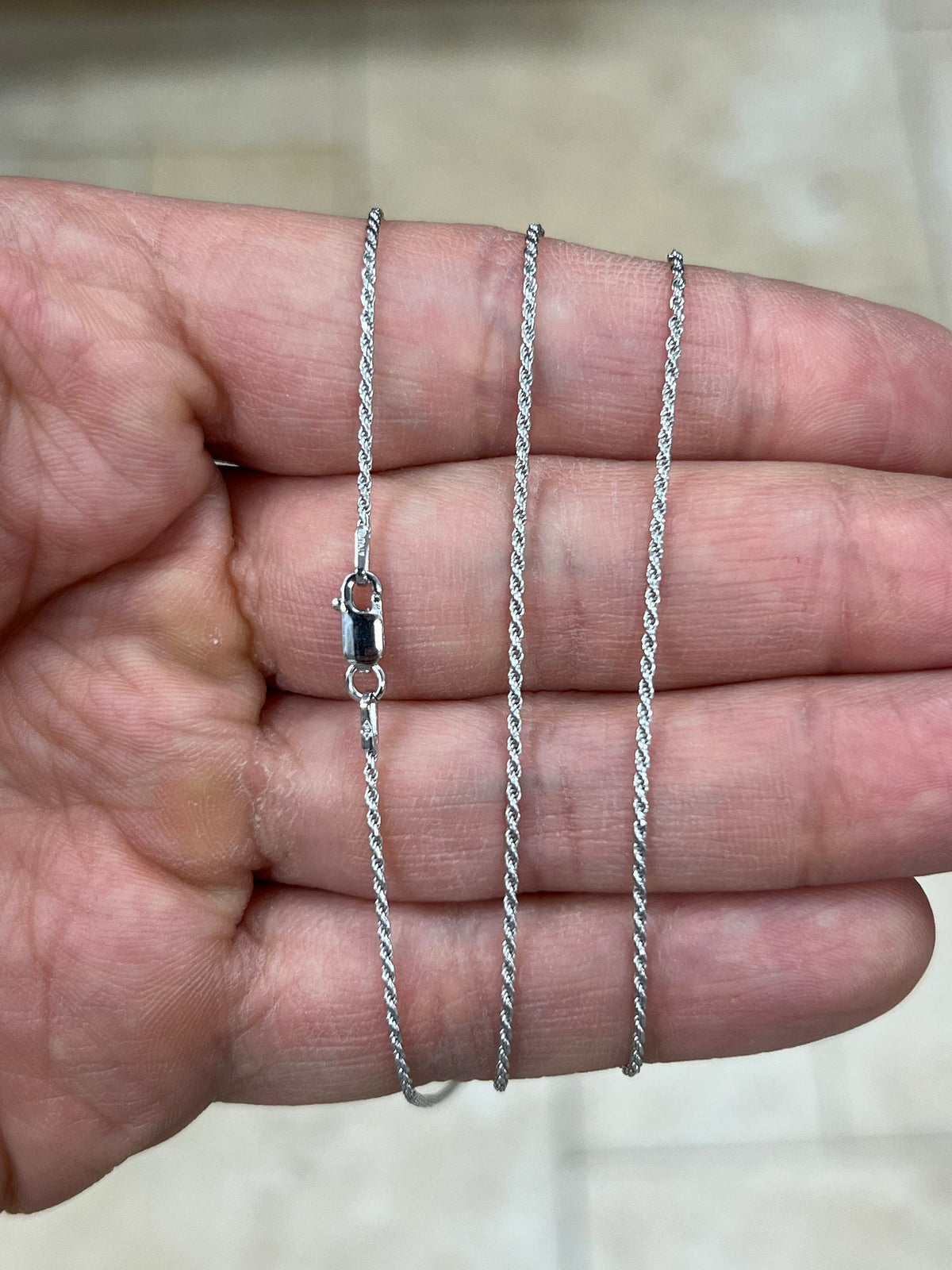 Solid 925 Sterling Silver Rhodium Rope Chain, 1.2mm, Diamond Cut, Necklace, Made in Italy, Gift For Him, Gift For Her, Rope Necklace
