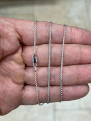 Solid 925 Sterling Silver Rhodium Rope Chain, 1.2mm, Diamond Cut, Necklace, Made in Italy, Gift For Him, Gift For Her, Rope Necklace