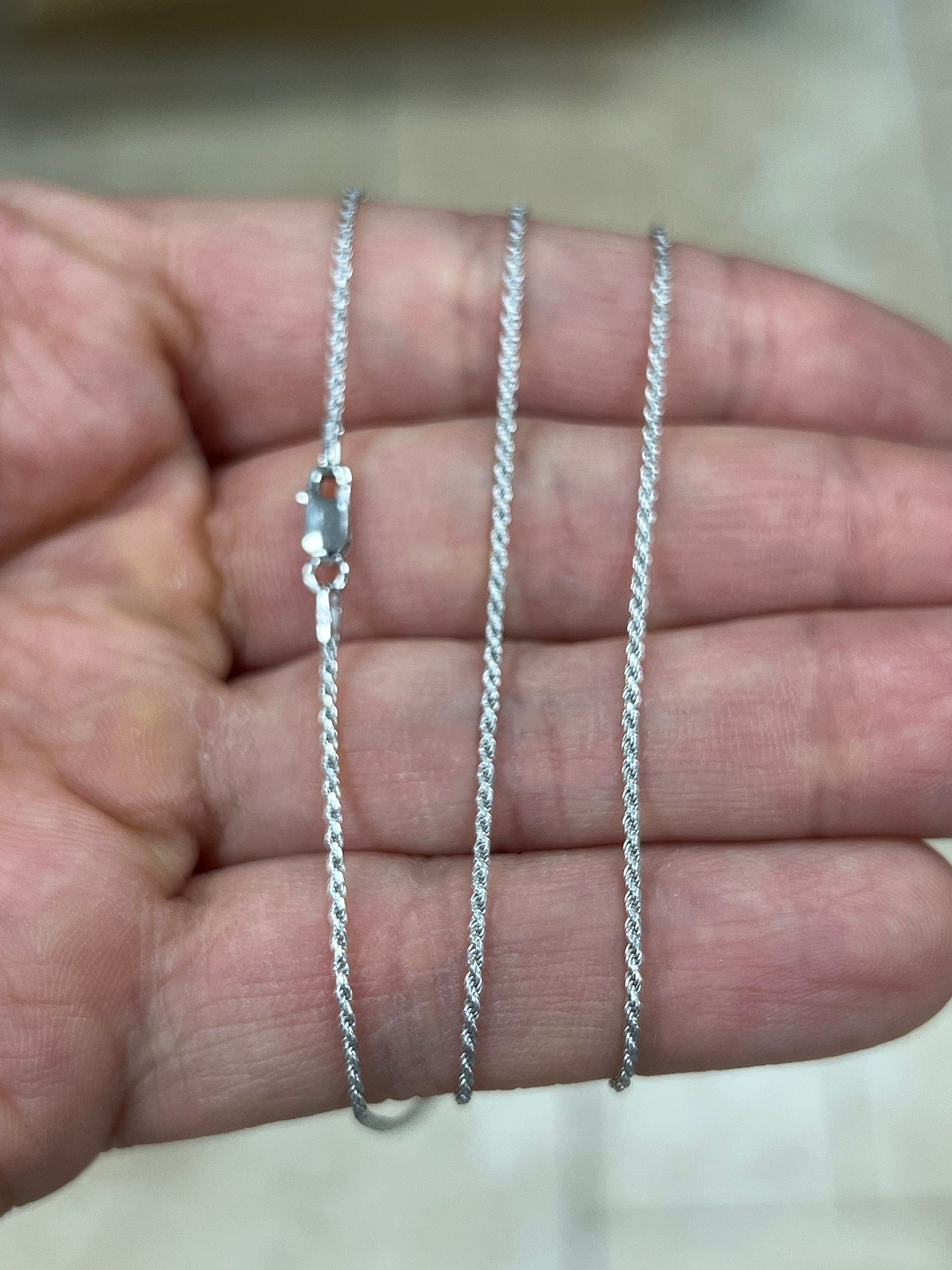 Solid 925 Sterling Silver Rhodium Rope Chain, 1.2mm, Diamond Cut, Necklace, Made in Italy, Gift For Him, Gift For Her, Rope Necklace