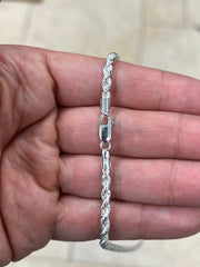 Solid 925 Sterling Silver Rope Chain, 3.50mm, Diamond Cut, Necklace, Made in Italy, Gift For Him, Gift For Her, Rope Necklace