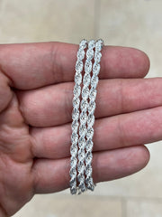 Solid 925 Sterling Silver Rope Chain, 3.50mm, Diamond Cut, Necklace, Made in Italy, Gift For Him, Gift For Her, Rope Necklace