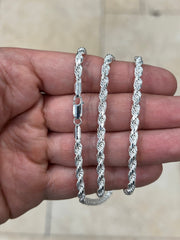 Solid 925 Sterling Silver Rope Chain, 4.00mm, Diamond Cut, Necklace, Made in Italy, Gift For Him, Gift For Her, Rope Necklace