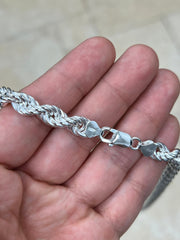 Solid 925 Sterling Silver Rope Chain, 8mm, Diamond Cut, Necklace, Made in Italy, Gift For Him, Gift For Her