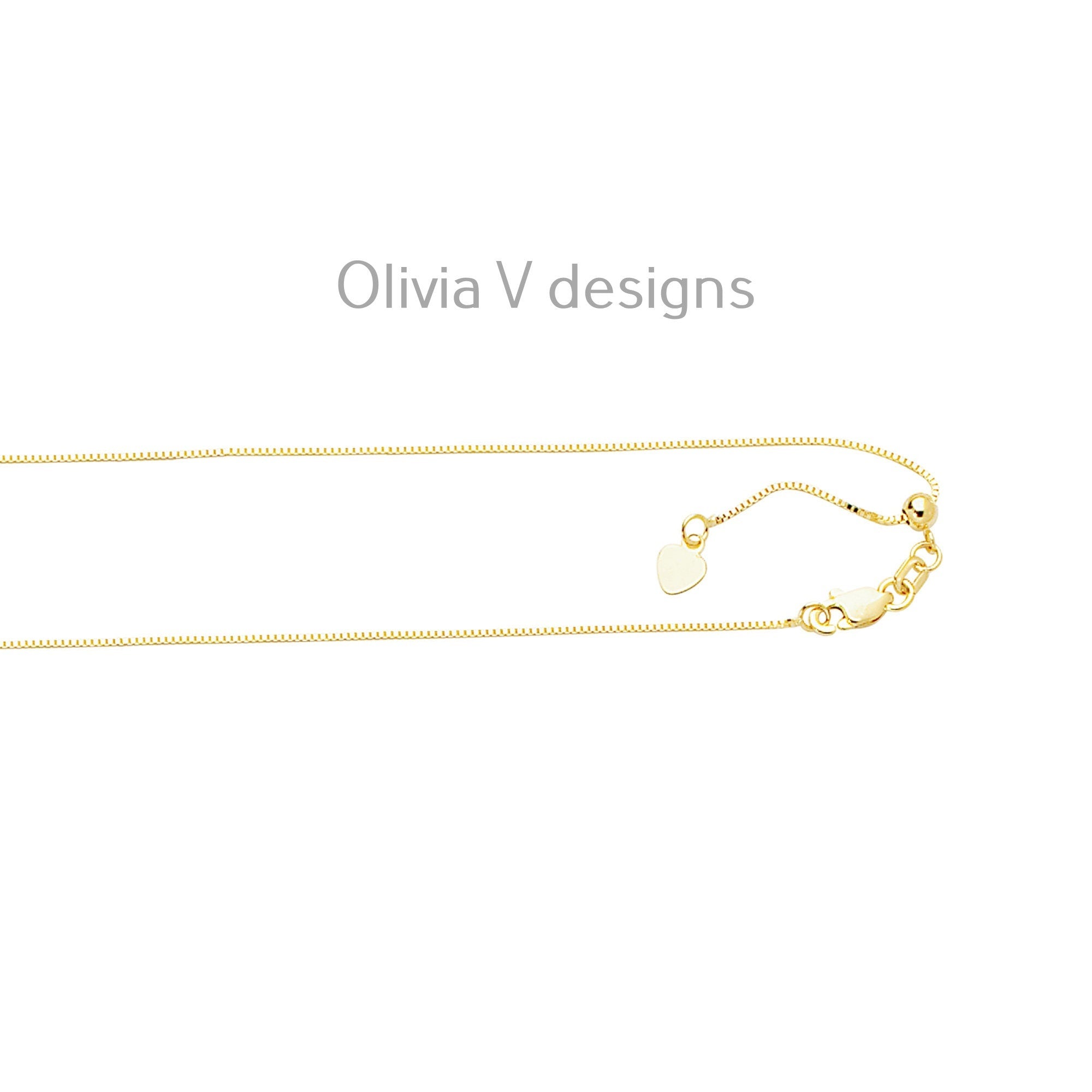 0.7mm Solid Adjustable Box Chain Chain REAL 10K Yellow Gold Up To 22", Box Chain, Genuine 10k