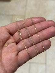 0.7mm Solid Adjustable Box Chain Chain REAL 10K Yellow Gold Up To 22", Box Chain, Genuine 10k