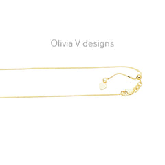 0.7mm Solid Adjustable Box Chain Chain REAL 10K Yellow Gold Up To 22", Box Chain, Genuine 10k