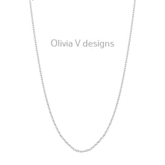 1mm Solid Adjustable Cable Chain REAL 14K White Gold Up To 22", Cable Chain, 14k White Gold