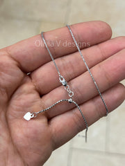1.00mm Solid Adjustable Popcorn Chain REAL 14K White Gold Up To 22", Popcorn Chain, Genuine 14k