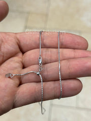 1.00mm Solid Adjustable Popcorn Chain REAL 14K White Gold Up To 22", Popcorn Chain, Genuine 14k