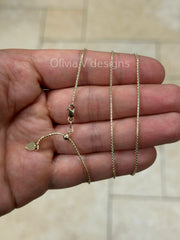 1mm Solid Adjustable Popcorn Chain REAL 14K Yellow Gold Up To 22", Popcorn Chain, Genuine 14k