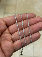 1.8mm Solid Adjustable Sparkle Twisted Rock Chain REAL 10K White Gold Up To 22", Sparkle Glitter Margarita Twisted Rock