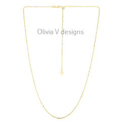1.8mm Solid Adjustable Sparkle Twisted Rock Chain REAL 14K Yellow Gold Up To 22", Sparkle Glitter Margarita Twisted Rock
