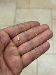 18K Solid Yellow Gold Box 0.5mm Necklace Chain With Lobster Clasp 16" 18" 20" Finished Necklace, Everyday Necklace