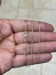 18K Solid Yellow Gold Flat Cuban 1.7mm Link Chain Necklace 16'' 18'' 20'' 22'' 24'' , Layering Chain , Minimal Chain, 18K Gold Chain