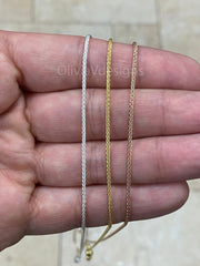 Spiga Sterling Silver Necklace, 1.3mm Sterling Silver Spiga Wheat  Necklace, Wheat Chain, Choose From Silver, 14k Rose Gold, 14k Yellow Gold