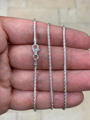 Spiga Sterling Silver Necklace, 1.5mm Sterling Silver Spiga Wheat  Necklace, Men's Chain, Flexible Wheat Chain, Italian Silver Necklace
