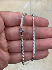 Spiga Sterling Silver Necklace, 2.5mm Sterling Silver Spiga Wheat  Necklace, Men's Chain, Flexible Wheat Chain, Italian Silver Necklace