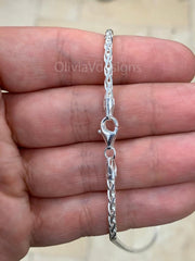 Spiga Sterling Silver Necklace, 2.5mm Sterling Silver Spiga Wheat  Necklace, Men's Chain, Flexible Wheat Chain, Italian Silver Necklace