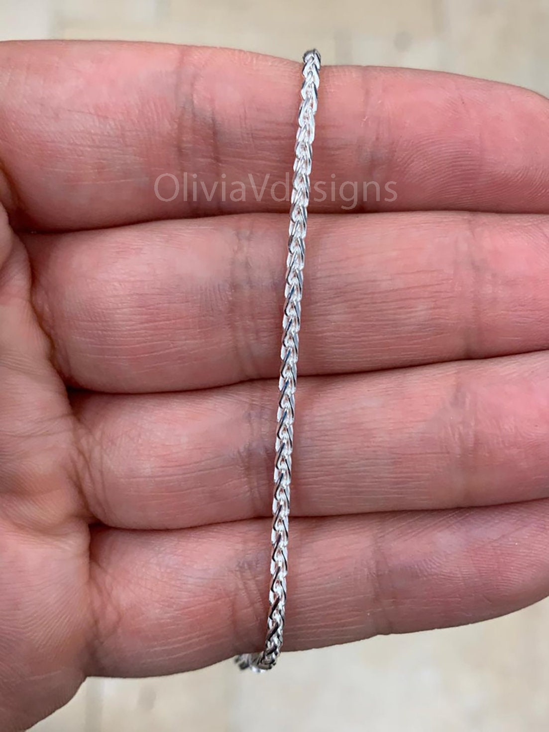 Spiga Sterling Silver Necklace, 2mm Sterling Silver Spiga Wheat  Necklace, Men's Chain, Flexible Wheat Chain, Italian Silver Necklace