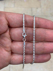 Spiga Sterling Silver Necklace, 2mm Sterling Silver Spiga Wheat  Necklace, Men's Chain, Flexible Wheat Chain, Italian Silver Necklace