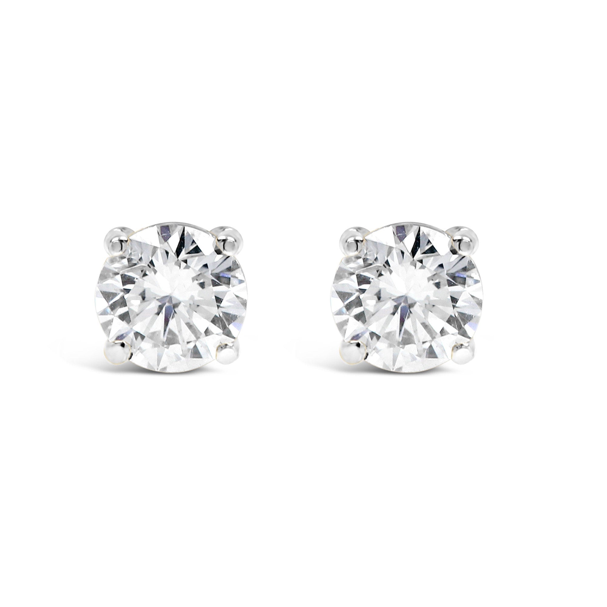925 Sterling Silver 0.25-4.00 ct. T.W. Round-Cut Created Diamond Stud Earrings Solitaire, Screw Back Posts