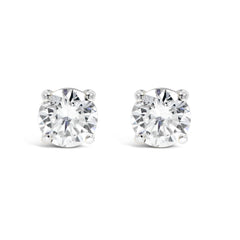 925 Sterling Silver 0.25-4.00 ct. T.W. Round-Cut Created Diamond Stud Earrings Solitaire, Screw Back Posts