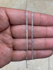 925 Sterling Silver 1.8mm Flat Mariner Link Anchor Chain Necklace Solid Silver, Italy, 16'' 18'' 20'' 22'' 24'' 30'', Chain For Men & Ladies
