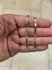 925 Solid Sterling Silver 14k Yellow Gold High Polish Herringbone Necklace Chain 16'' 18'' 20" 22'' 24'' 30''  3.50mm Layering Chain