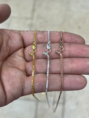 925 Sterling Silver Box Adjustable 1.3mm Chain, Silver, 14k Yellow Gold, 14k Rose Gold, Sterling Silver Chain, 925 Sterling Silver
