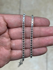 925 Sterling Silver Box Chain 3mm, Sterling Silver Chain, .925 Sterling Silver, Finished Necklace, Made In Italy, 16'' Through 30''