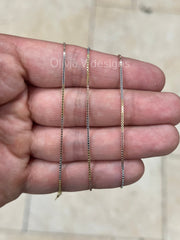  Sterling Silver Box Chain Tri-Color 1mm Necklace,  Alternating 14k Yellow Gold & Rose Gold Finish, 925 Sterling Silver