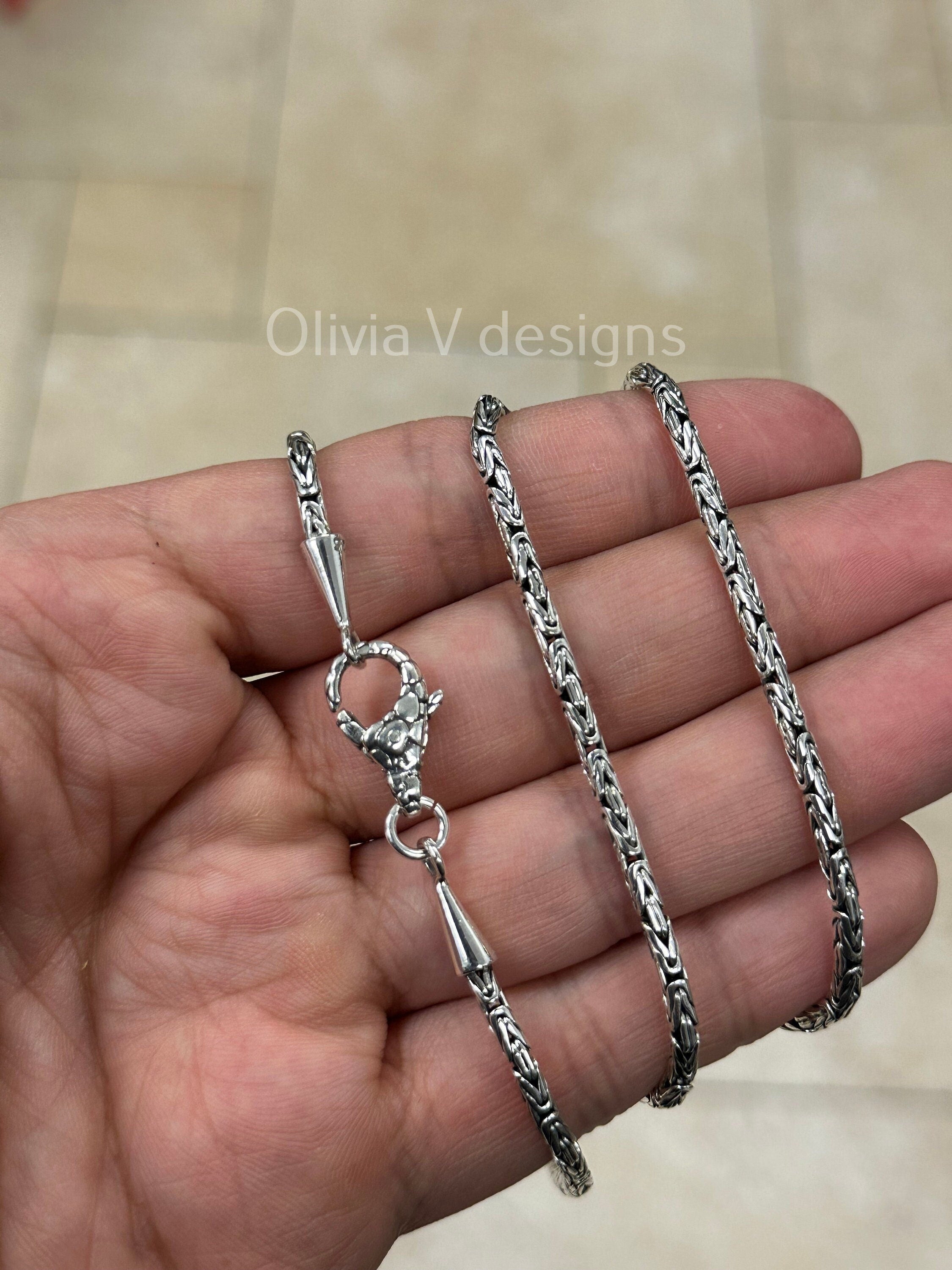 925 Sterling Silver Handmade 2.7mm Round Bali Byzantine Borobudur Chain Necklace Men's 18'' 20'' 22'' 24'' 30''