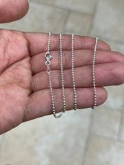 Solid 925 Sterling Silver Italian Ball Bead Chain 1.50mm Necklace, Made in Italy Chains For Men, Necklace for Charms, Dog Tag Necklace
