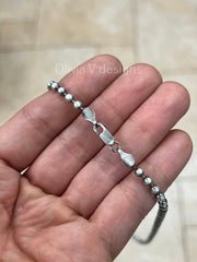 925 Sterling Silver Italian Solid Ball Bead Chain Necklace 18' 20'' 22'' 3mm - Titanium Gunmetal Finish