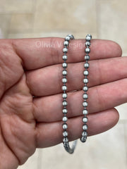 925 Sterling Silver Italian Solid Ball Bead Chain Necklace 18' 20'' 22'' 3mm - Titanium Gunmetal Finish