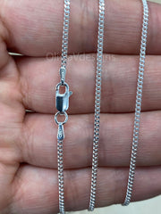 925 Sterling Silver Italian Solid Cuban Curb Link Chain 16'' 18'' 20'' 22'' 24'' 30'' 1.70MM - Genuine 925 Sterling Silver