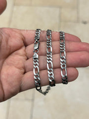 925 Sterling Silver Italian Solid Figaro Link Necklace Chain 20'' 22'' 24'' 30'' 6mm - Titanium Gunmetal Finish