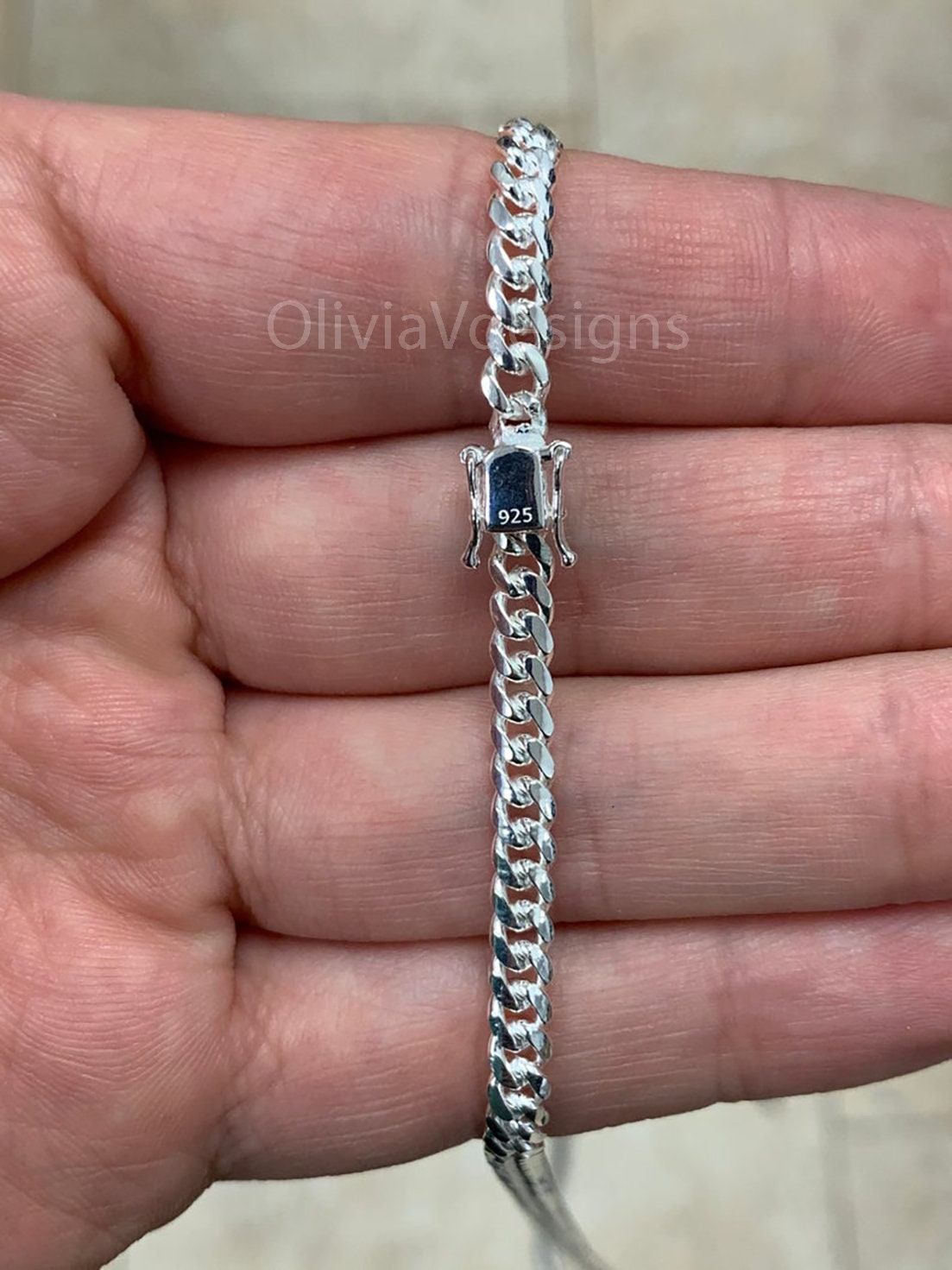 925 Solid Sterling Silver Miami Cuban 4mm Men Boyfriend Father Dad Gift -  Heavy Chain - 7'' 7.5'' 8'' 8.5'' 20'' 22'' 24'' 26'' 30''