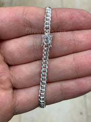 925 Solid Sterling Silver Miami Cuban 4mm Men Boyfriend Father Dad Gift -  Heavy Chain - 7'' 7.5'' 8'' 8.5'' 20'' 22'' 24'' 26'' 30''
