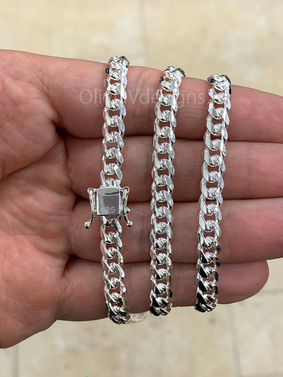 925 Solid Sterling Silver Miami Cuban 6mm Men Boyfriend Father Dad Gift -  Heavy Chain - 7'' 7.5'' 8'' 8.5'' 20'' 22'' 24'' 26'' 30''