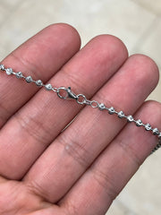 925 Sterling Silver Moon Cut Ball Bead Chain 3mm Necklace  20'' 22'' 24'' 30''  - Genuine 925 - Solid 925 - Made In Italy - Beautiful Shine