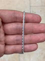 Spiga Sterling Silver Necklace, 2.5mm Sterling Silver Spiga Wheat  Necklace, Men's Chain, Flexible Wheat Chain, Italian Silver Necklace