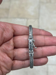 925 Sterling Silver Oxidized Bali Link Bracelet 5.5mm - Hand Made - Unisex - 8