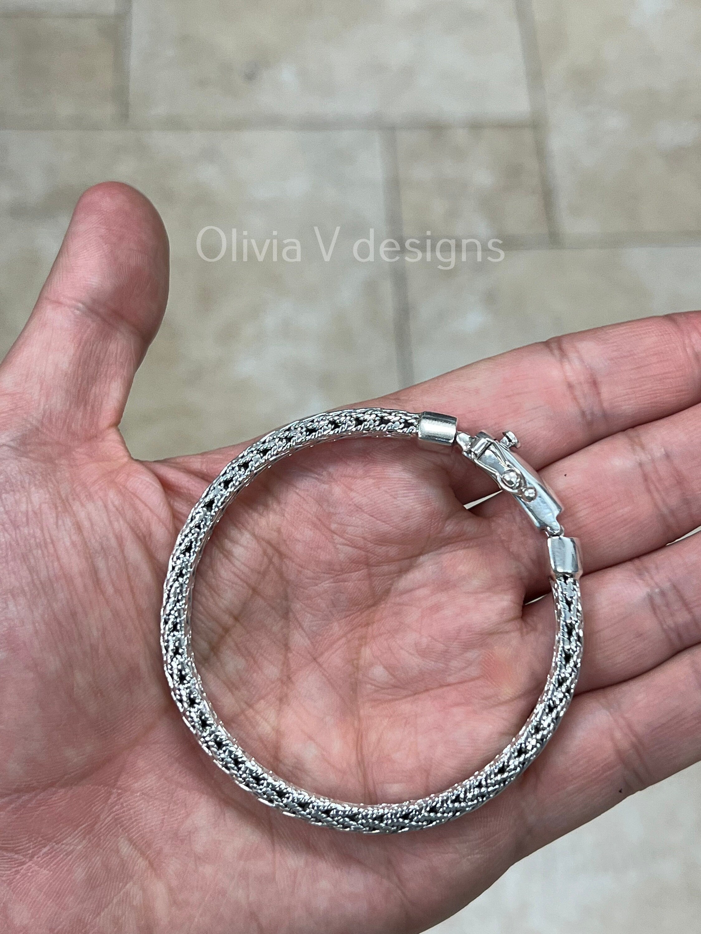925 Sterling Silver Oxidized Bali Link Bracelet 6.5mm - Hand Made - Unisex - 8''