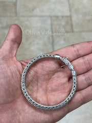925 Sterling Silver Oxidized Bali Link Bracelet 6.5mm - Hand Made - Unisex - 8''