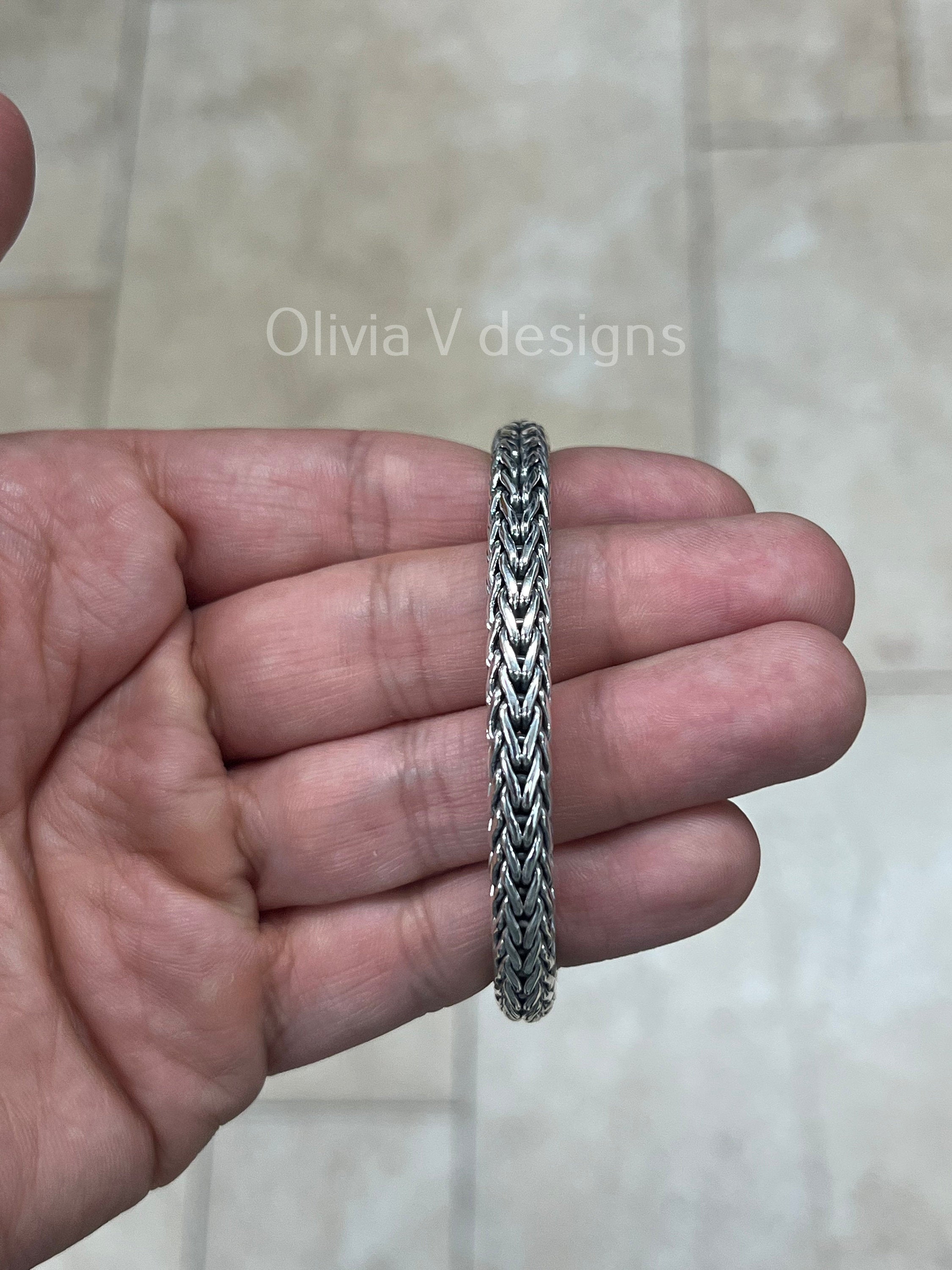 925 Sterling Silver Oxidized Bali Link Bracelet 7mm - Hand Made - Unisex - 8''