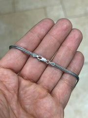 Chain Sterling Silver Oxidized Flat Franco Foxtail 2.5mm, Bali Woven Chain, Braided Black Chain Necklace, Rustic Chain For Pendants, 925
