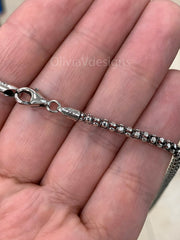 Sterling Silver Oxidized Popcorn Chain 3.5mm, Boho Style Chain, Oxidized Chain, Chain For Pendant, Sterling Silver Poporn, Rustic Chain