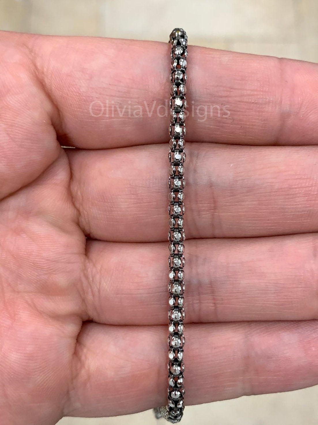 Sterling Silver Oxidized Popcorn Chain 3.5mm, Boho Style Chain, Oxidized Chain, Chain For Pendant, Sterling Silver Poporn, Rustic Chain